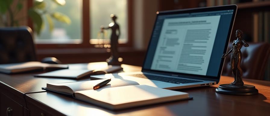 Rechtssicherheit und Verträge auf einem modernen Schreibtisch
